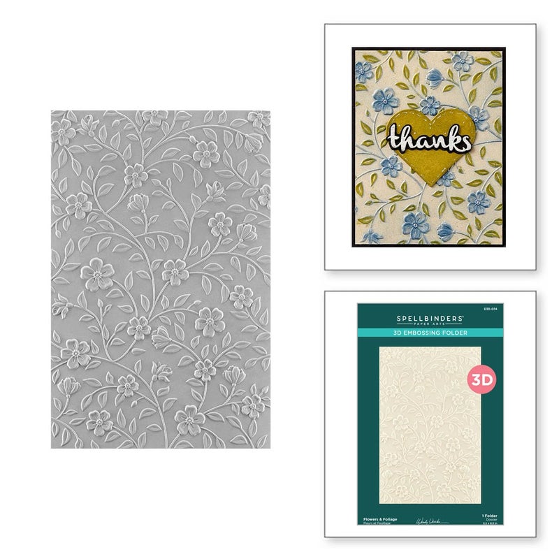 Spellbinders Flowers & Foliage Embossing Folder, Clear - Image 2